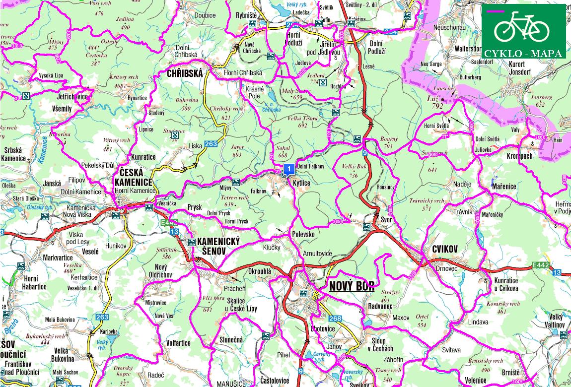 Mapa Kytlice - Cyklo